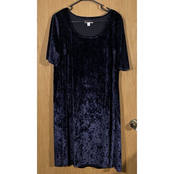Westport 1962 Women's Plus 1X Navy Crushed Velvet Dress WhimsiGoth FairyGrunge - Picture 1 of 8